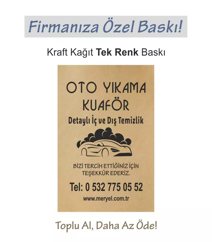 Kraft Oto Paspas Baskı 50×35 cm., Tek Renk Dikey