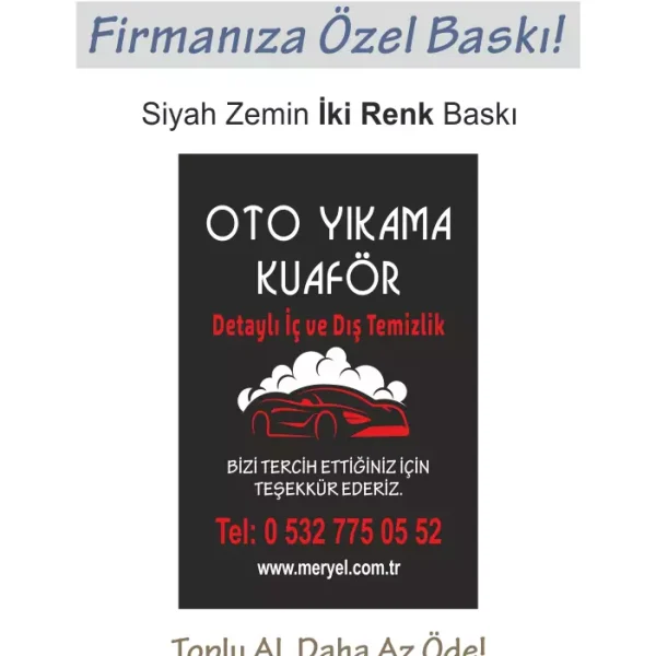 Oto Kağıt Paspas Baskı 35x50 cm, İki Renk Dikey
