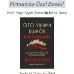 Kraft Oto Paspas, 50×35 cm. Siyah Zemin, İki Renk Baskı Dikey