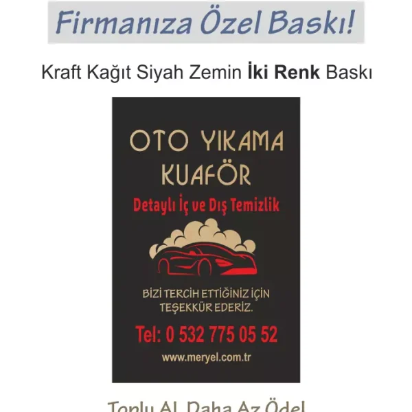Kraft Oto Paspas, 50×35 cm. Siyah Zemin, İki Renk Baskı Dikey