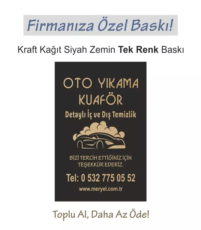 Kraft Oto Paspas, 50×35 cm. Siyah Zemin Tek Renk Baskı Dikey