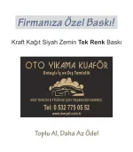 Kraft Oto Paspas, 50×35 cm. Siyah Zemin Tek Renk Baskı Yatay