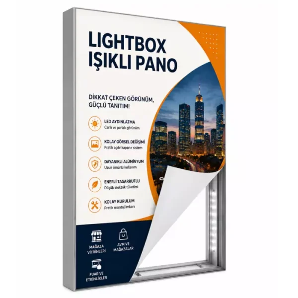 Lightbox Işıklı Pano 70x50 cm.