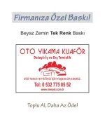 Oto Kağıt Paspas, 50×35 cm. Beyaz Zemin Tek Renk Baskı Yatay