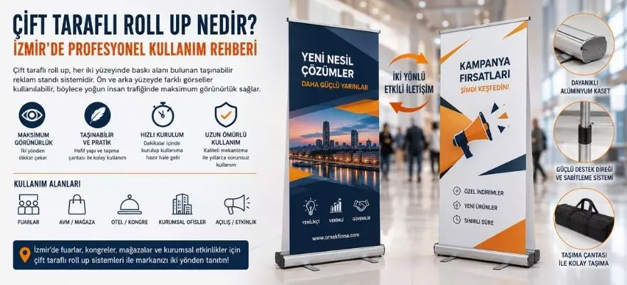 Çift Taraflı Roll Up, Nedir? İzmir’de Profesyonel Kullanım Rehberi