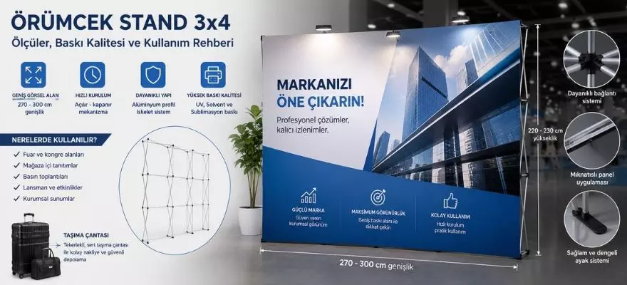 Örümcek Stand 3x4, Nedir? Ölçüler, Baskı Kalitesi ve Kullanım Rehberi